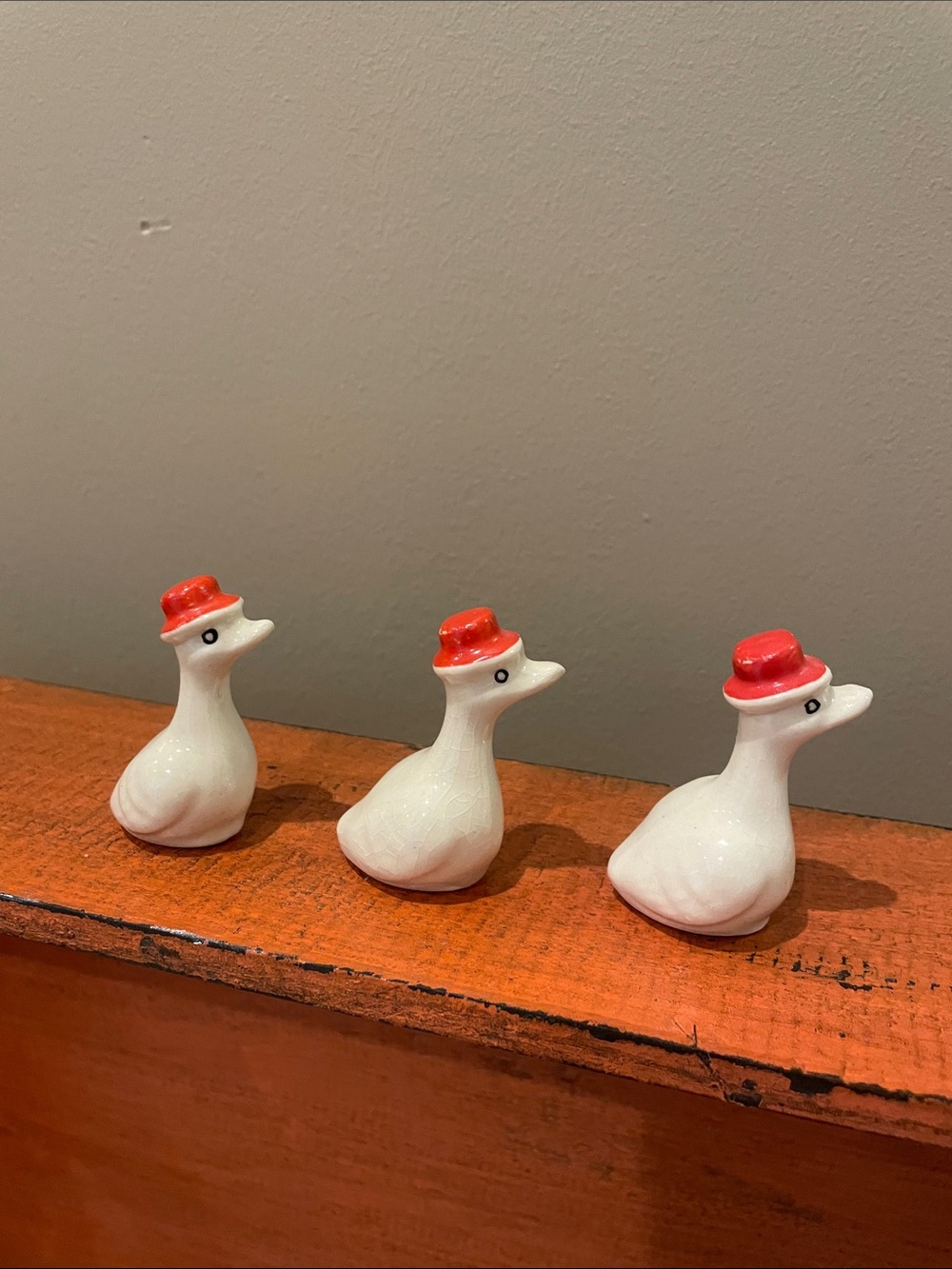 Miniature duck trio figurines